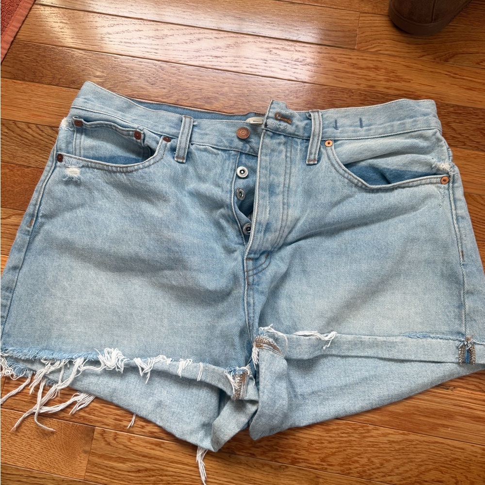 Madewell Light Blue Distressed Jean Shorts